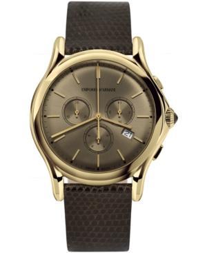 Emporio Armani Men's Swiss Chronograph Dark Brown Leather Strap Watch 42mm Ars4004
