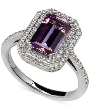 Arabella Purple And White Swarovski Zirconia Ring In Sterling Silver