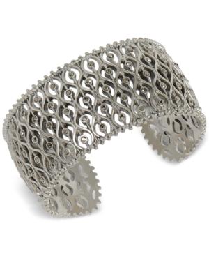 Lucky Brand Silver-tone Pave Openwork Cuff Bracelet
