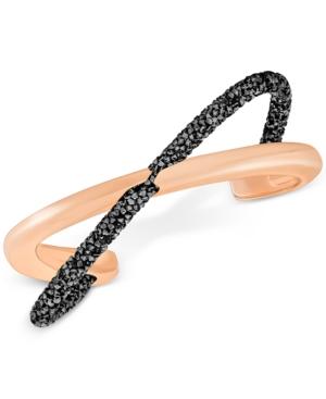 Swarovski Two-tone Pvd Crystal Dust Crossed Cuff Bracelet