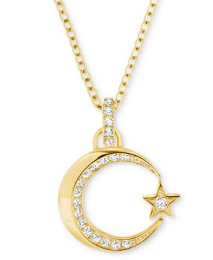Swarovski Gold-tone Pave Crescent Moon & Star Pendant Necklace, 16-1/2 + 3 Extender