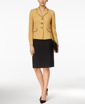 Le Suit Colorblocked Three-button Skirt Suit