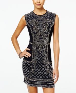 Blondie Nites Juniors' Jeweled-front Bodycon Dress