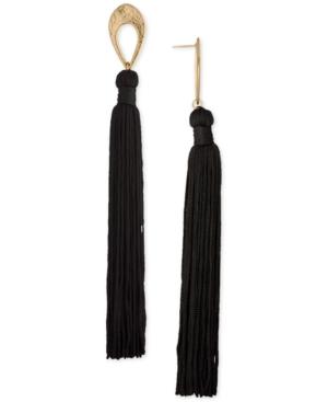 Rachel Rachel Roy Gold-tone Black Tassel Linear Drop Earrings