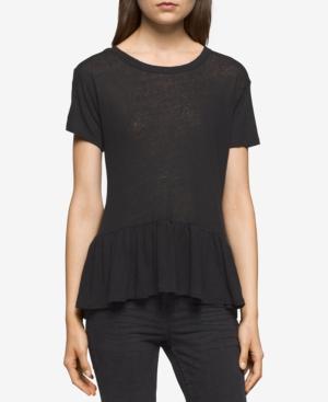 Calvin Klein Jeans Linen-blend Peplum Top