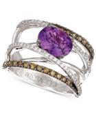 Le Vian Grape Amethyst (1-3/8 Ct. T.w.) & Diamond (3/4 Ct. T.w.) Crisscross Statement Ring In 14k White Gold
