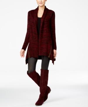 Material Girl Juniors' Zip-trim Asymmetrical-hem Cardigan, Only At Macy's