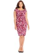 Connected Plus Size Dot-print Faux-wrap Dress