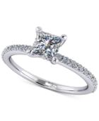 Diamond Accented Mount Setting (1/5 Ct. T.w.) In 14k White Gold