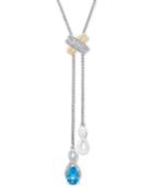 Blue Topaz (1-1/10 Ct. T.w.) & Diamond Accent 30 Lariat Necklace In Sterling Silver & 10k Gold (also In Amethyst, 1-3/8 Ct. T.w.)