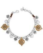 Lucky Brand Two-tone Spade Floral Beaded Leather Bracelet