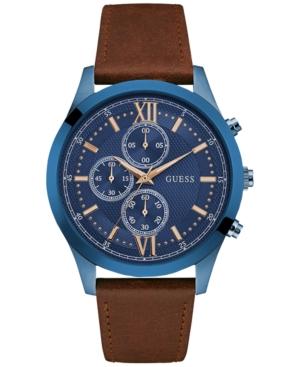 Guess Men's Chronograph Brown Leather Strap Watch 43mm U0876g3