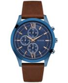 Guess Men's Chronograph Brown Leather Strap Watch 43mm U0876g3