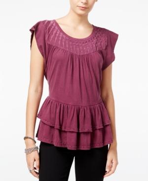 William Rast Raitt Embellished Ruffled Top