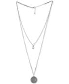 Rachel Rachel Roy Silver-tone White Stone & Etched Disc Double-row Pendant Necklace