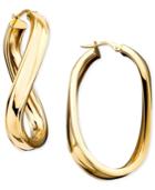 Twisted Oval Hoop Earrings In 14k Gold