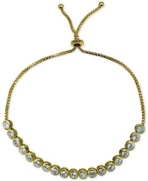Giani Bernini Cubic Zirconia Bezel Adjustable Slider Bracelet In 18k Gold-plated Sterling Silver, Only At Macy's