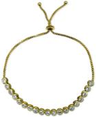 Giani Bernini Cubic Zirconia Bezel Adjustable Slider Bracelet In 18k Gold-plated Sterling Silver, Only At Macy's