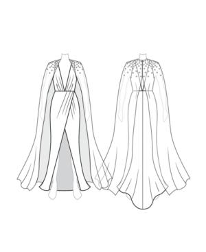 Customize: Add Skirt Train - Fame And Partners Bejewelled Cape Dress With Train
