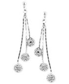 Anne Klein Silver-tone Glass Crystal Linear Chandelier Earrings