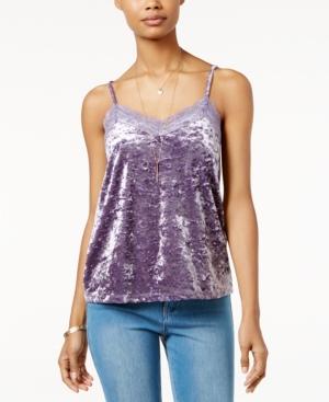 Hippie Rose Juniors' Velvet Lace-trim Camisole