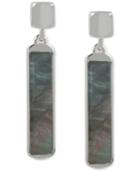 Kenneth Cole New York Silver-tone Black Mother Of Pearl Linear Drop Earrings