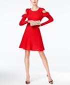 Inc International Concepts Ruffled Cold-shoulder Sweater Dress, Created For Macy's