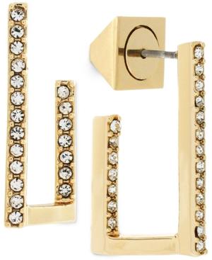 Vince Camuto Gold-tone Multi-dimension Pave Square Hoop Earrings