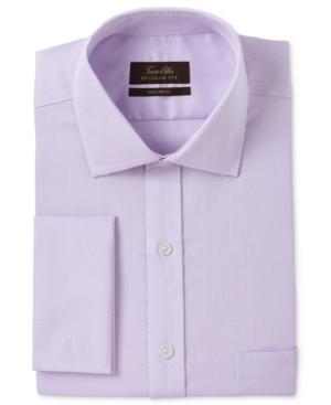 Tasso Elba Men's Classic/regular Fit Non-iron Lavender Tonal Square Texture French Cuff Dress Shirt, Only At Macy's
