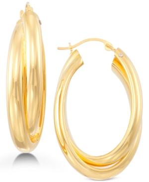 Signature Gold Oval Twist Hoop Earrings In 14k Gold Over Resin, Created For Macy's