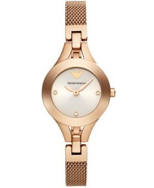 Emporio Armani Women's Chiara Rose Gold-tone Stainless Steel Mesh Bracelet Watch 26mm Ar7362