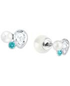 Swarovski Silver-tone Imitation Pearl And Crystal Reversible Stud Earrings