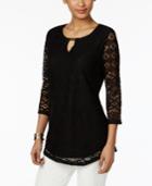 Jm Collection Lace Keyhole Top, Created For Macy's