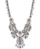 Marchesa Gold-tone Crystal, Stone & Imitation Pearl Statement Necklace, 16 + 1 Extender