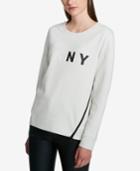 Dkny Zipper-trimmed Logo Graphic Sweatshirt