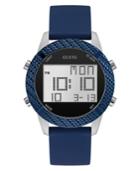 Guess Men's Digital Blue Silicone Strap Watch 46mm