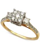 Diamond Three Stone Engagement Ring (7/8 Ct. T.w.) In 14k Yellow Gold