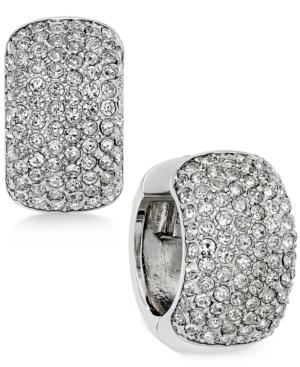 Joan Boyce Silver-tone Crystal Pave Huggy Hoop Earrings