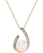 Honora Style Cultured Freshwater Pearl (9 Mm) & Diamond (1/10 Ct. T.w.) 18 Pendant Necklace In 14k Gold
