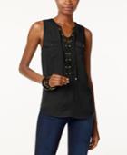 Inc International Concepts Sleeveless Lace-up Top, Only At Macy's