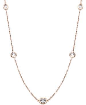 14k Rose Gold Over Sterling Silver, 17" White Topaz Station Necklace (4 Ct. T.w.)