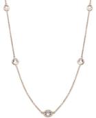 14k Rose Gold Over Sterling Silver, 17" White Topaz Station Necklace (4 Ct. T.w.)