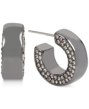 Kenneth Cole New York Hematite-tone Pave Hoop Earrings