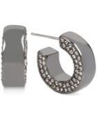 Kenneth Cole New York Hematite-tone Pave Hoop Earrings