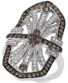 Le Vian Chocolatier Chocolate Deco Chocolate And White Diamond Deco Ring (9/10 Ct. T.w.) In 14k White Gold