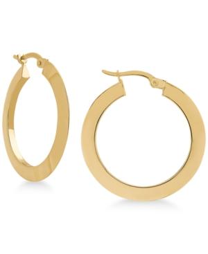 Polished Edge Hoop Earrings In 14k Gold