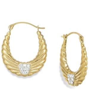 Crystal Wing Hoop Earrings In 10k Gold, 19mm