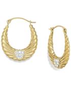 Crystal Wing Hoop Earrings In 10k Gold, 19mm