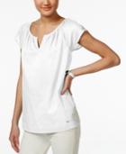 Tommy Hilfiger Short-sleeve Crochet-trim Top