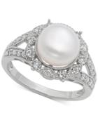 Freshwater Pearl (9mm) & Cubic Zirconia Ring In Sterling Silver